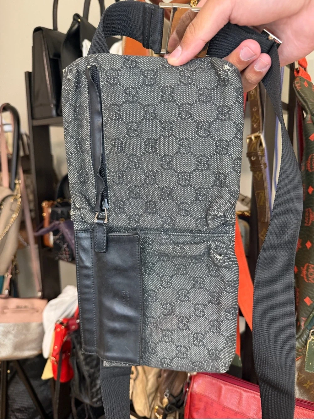 GUCCI
Black GG Denim Canvas Web Waist Belt Bag - Picture 3 of 12